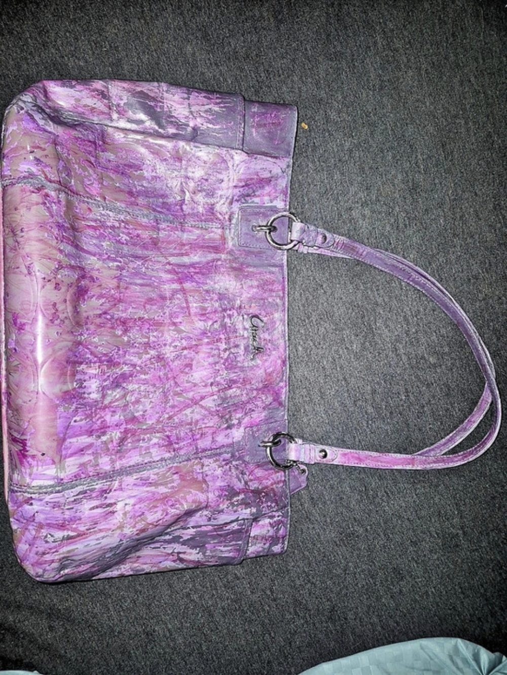 Coach Signature Stripe Large Hobo Purple & Pink